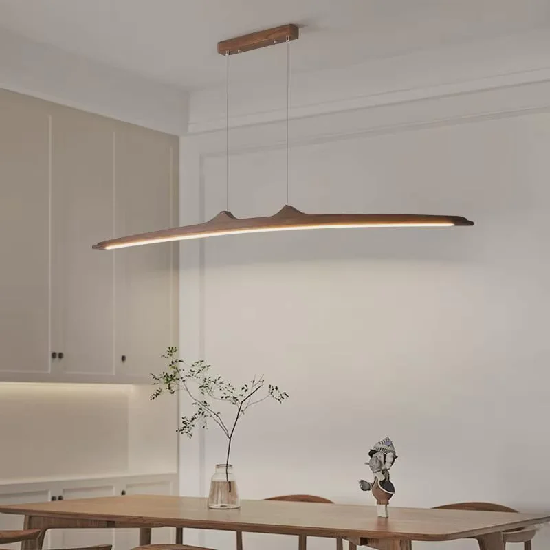 

Wooden Pendant Lights Hanging Lamps Modern Table LED Long Linear Light Kitchen Island Office Bar Lighting For Dining Living Room