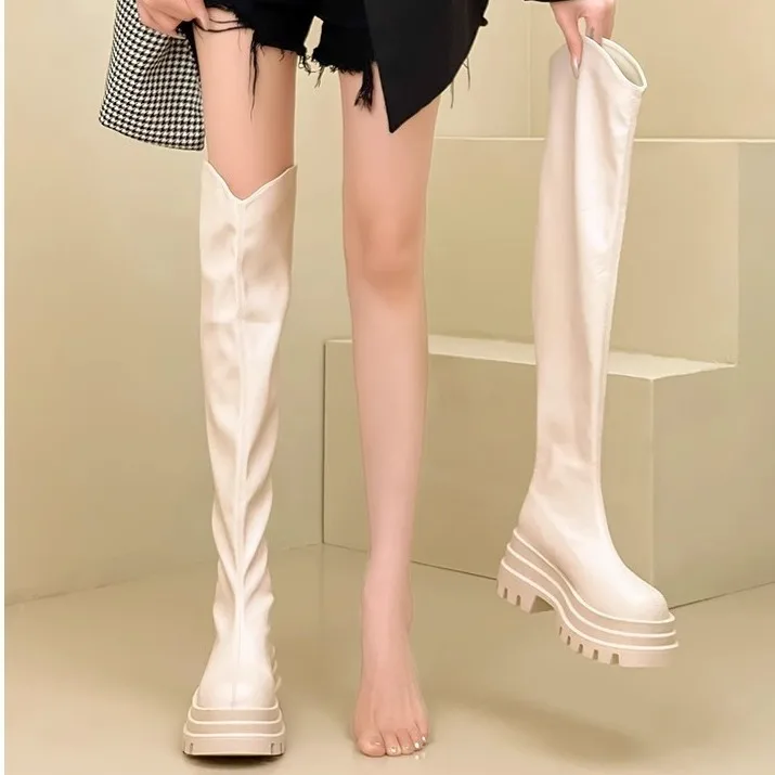 

Thin elastic boots for women in autumn 2025 new long leg knight boots knee high leg boots