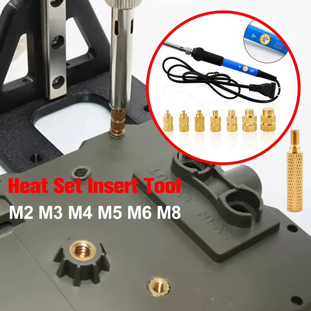 Brass Heat Insert Nut Soldering Iron Tip Connector Tool Knurled Thread Insertion Plastic 3D Printer Hot Melt Nut Implant Machine