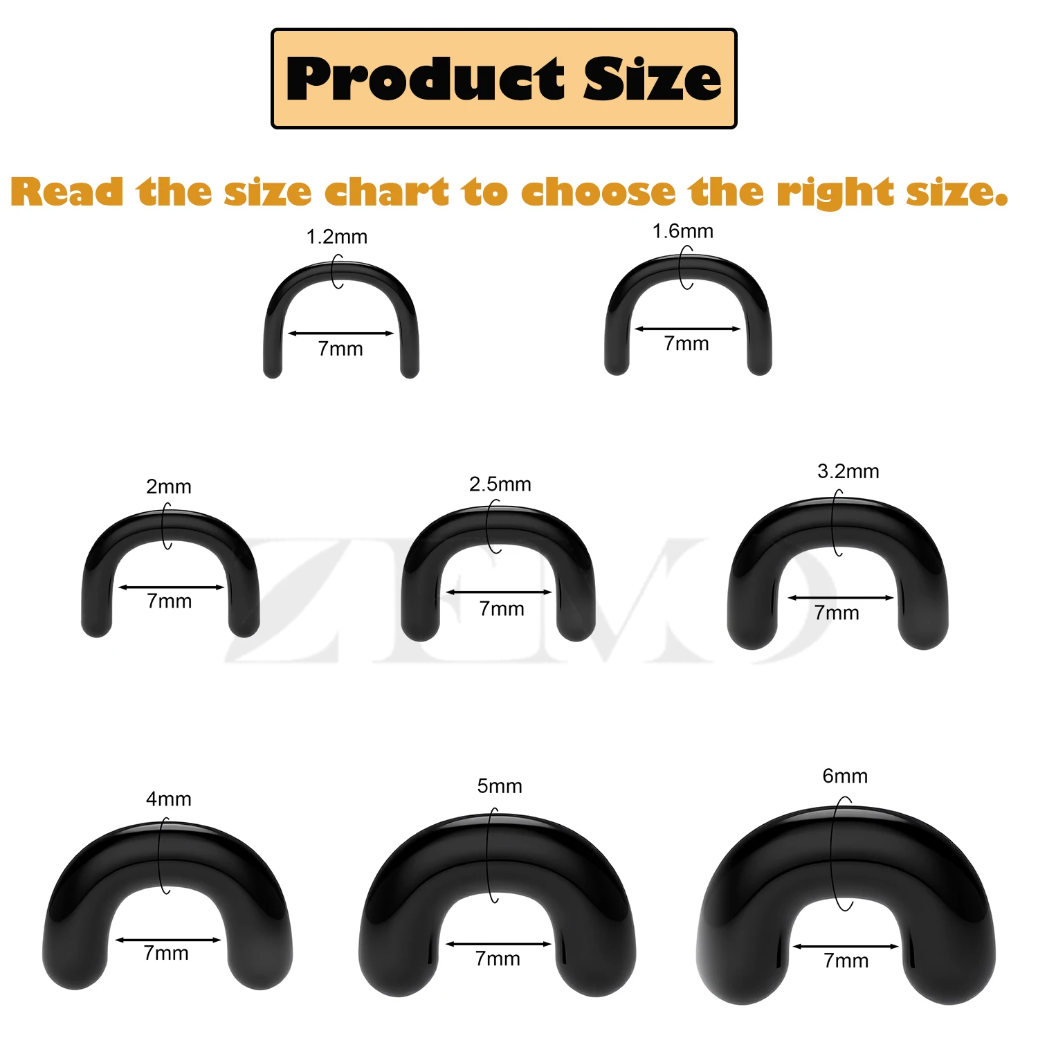 ZEMO 1 PC Acrylic Septum Rings Men Women U-Shape Pincher Tapers Nose Ring 3 Colors Stretching Kit Nostril Piercing Retainers 7MM