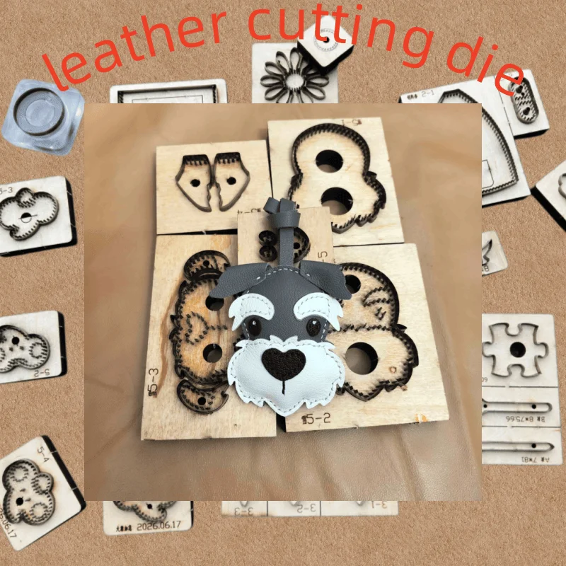 Schnauzer Dog Leather Bag Pendant Wood Cutting Die, Laser Custom Leather Craft Mold For Manual Cutting Machine