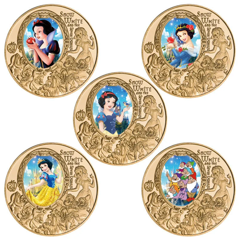 

MINISO коллекция сувенирных монет принцессы Белоснежки, позолоченная памятная монета, детский подарок на день рождения, детская игрушка, коллекционная