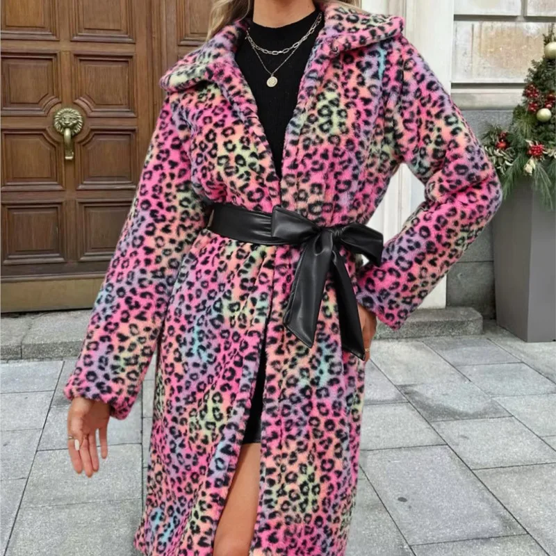 2025 inverno engrossar jaquetas quentes alongar casacos de pele casacos macios jaqueta outerwear retro das mulheres natal pele do falso jaqueta leopardo