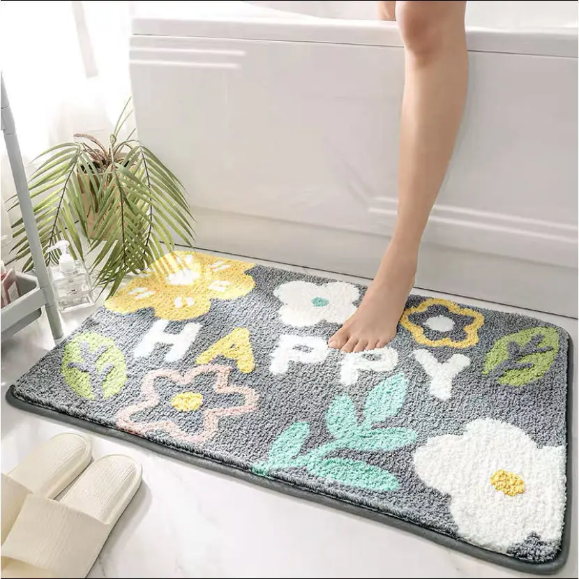 Latest Bath Mat Anti Skid Super Absorbent Floor Mat Towel With Flower Pattern For Bathroom Quick Dry Rug Bathroom Tub Mat Home