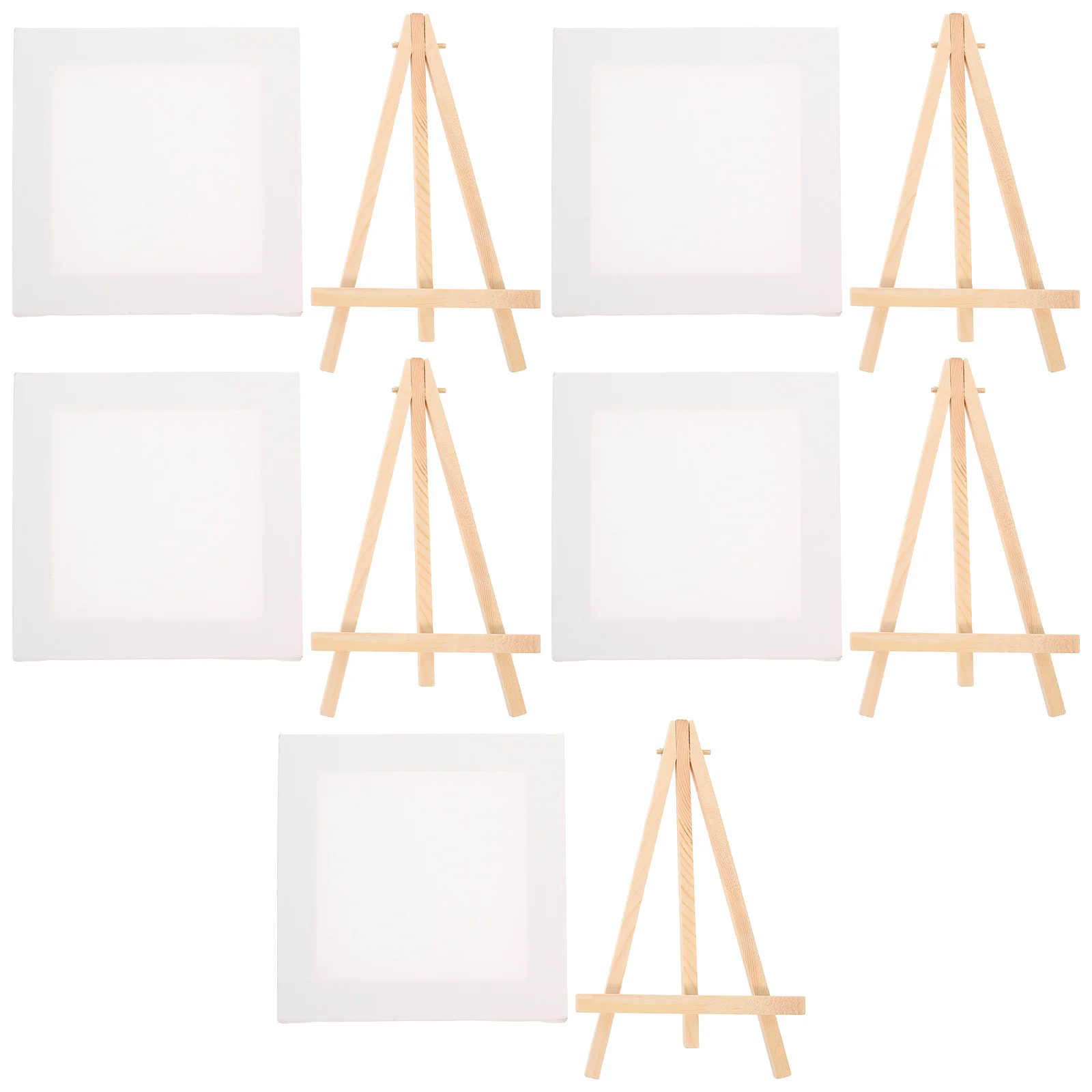 5Sets Mini Canvas Easel Small Wooden Easel Stand for DIY Painting Craft Project Supplies Mini Canvas Canvases for Painting