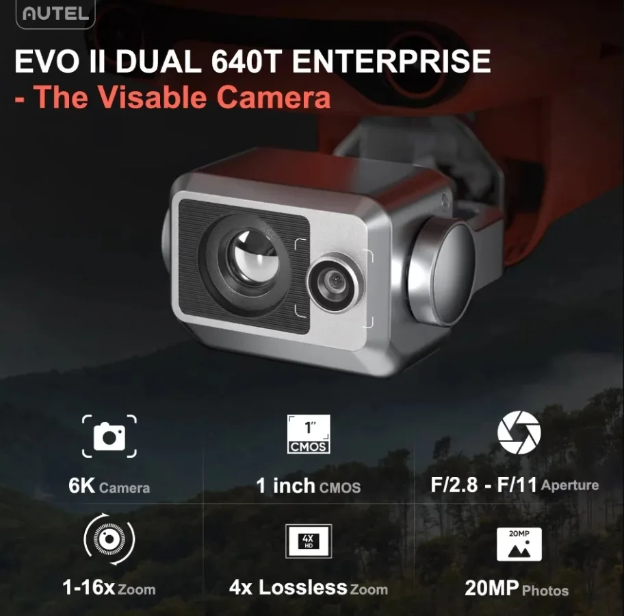Autel Robotics 2025 Nueva cámara Drone EVO II Dual 640T Enterprise V3 6K Accesorios incluidos Controlador inteligente V3 de 7,9"