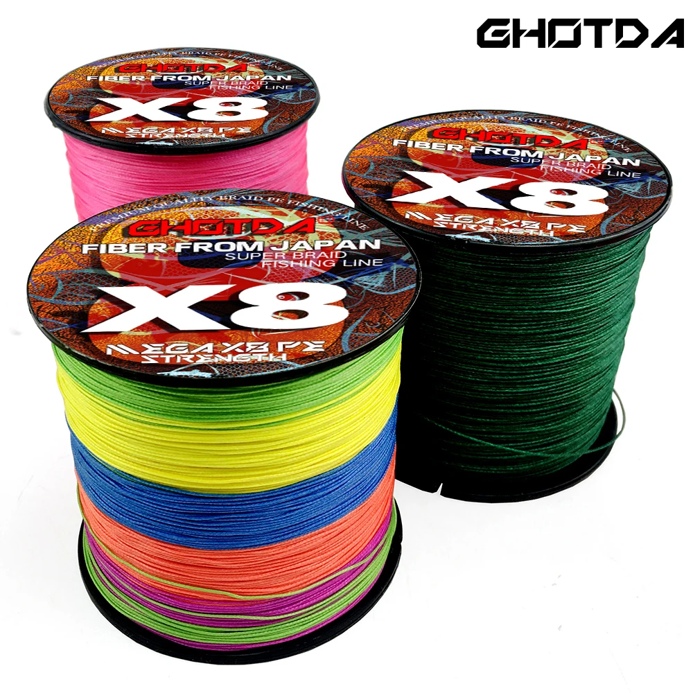 Ghotda Colorful Japanese Braided Fishing Line 0.14-0.5m Multifilament Carp Fishing Line 8 Strands 100m 300m 500m 1000m