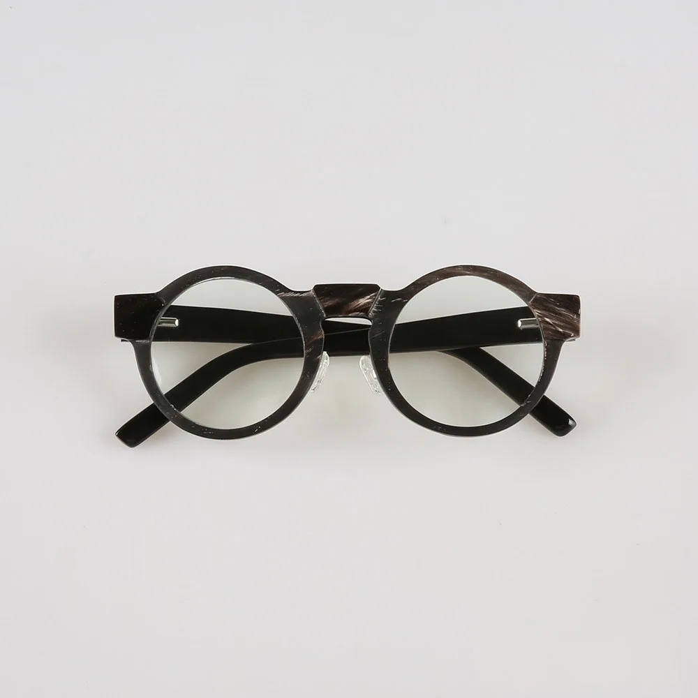 Eyeglass Frames Unique Handmade Buffalo Horn Prescription Man's Glasses Frames Vintage Round Retro Optical Lenses Eyeglasses