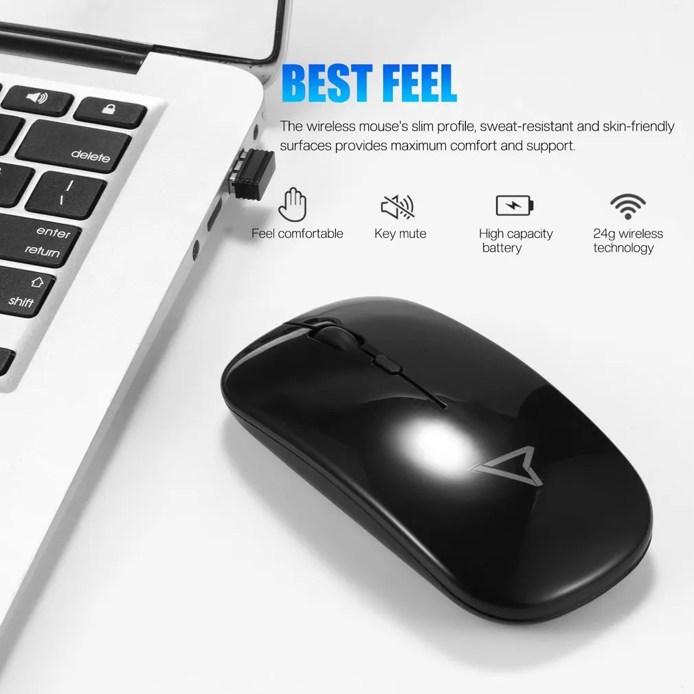 Wireless Mouse For Laptop PC 2.4Ghz USB Rechargeable Mouses Wireless Computer Silent Mice For Laptop PC Notebook Wireless Mouse