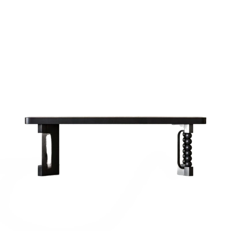 Medieval solid wood bench, retro home, black bench