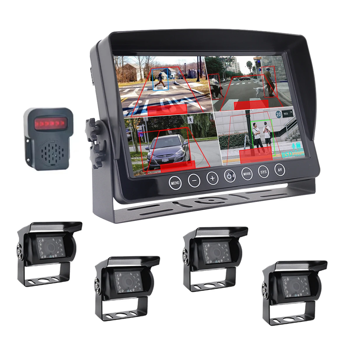 

Pwas System Proximity Warning Alert System With Backup Camera 7 Inch 4 Quad For Heavy Duty Truck Camera System