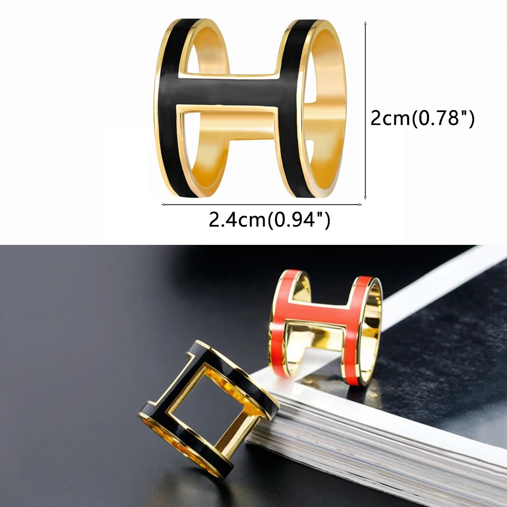 Enamel Scarf Buckle Dual Ring High Quality Gold Plated Stainless Steel Smooth Shawl Clip Roll Up Ring Buckle Fashion Accessories