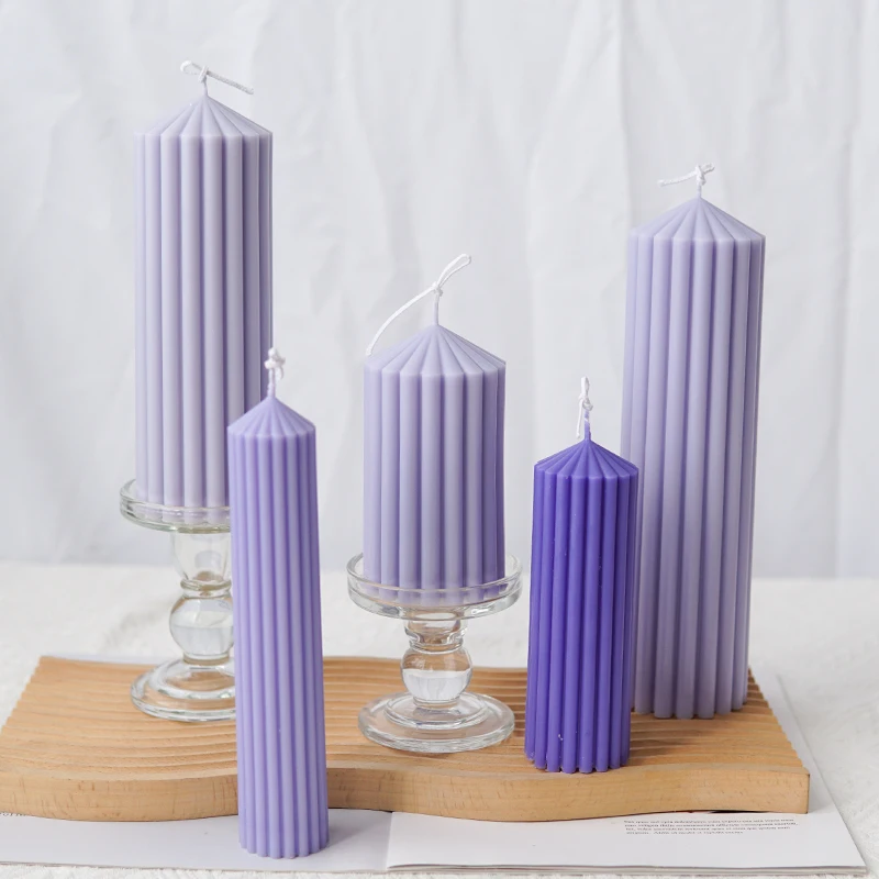 

DIY Thick Striped Cylindrical Candle Acrylic Mold Large Coarse Toothed Cylindrical Plastic Mold Handmade Candle Making Products