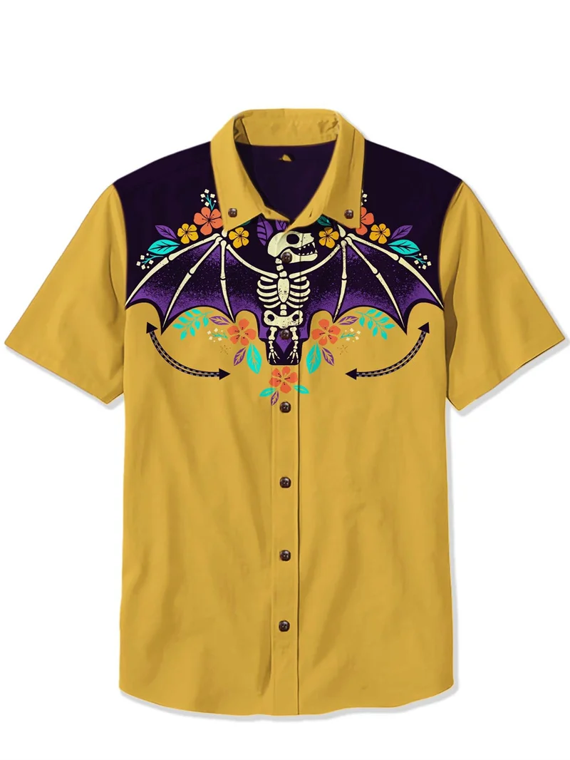 Men's Shirt Retro Short Sleeved Shirt Ethnic Shirt Animal Cat 3D Printing Casual Y2k Men Clothing Shirts For Man Hawaiian Shirt