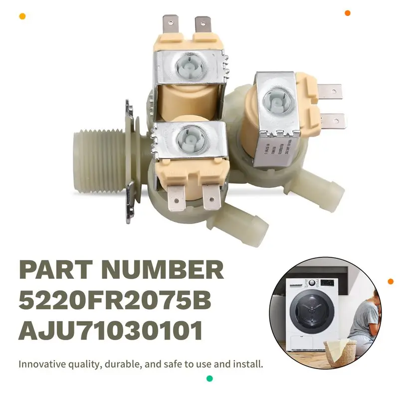A50Q Cold Water Inlet Valve 5220FR2075B for Washer Dryer Combo, Replacement AGF77084061 5221EN2003A