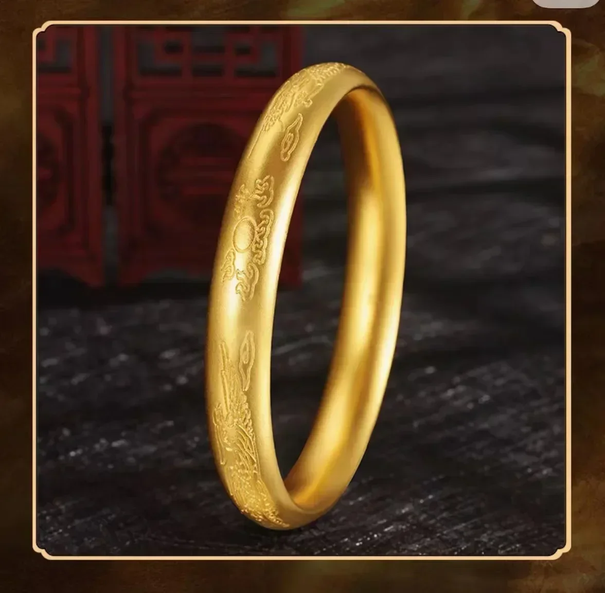 

9999 real gold 24K yellow gold Ancient Longfengxiang Bracelet Solid Bracelet