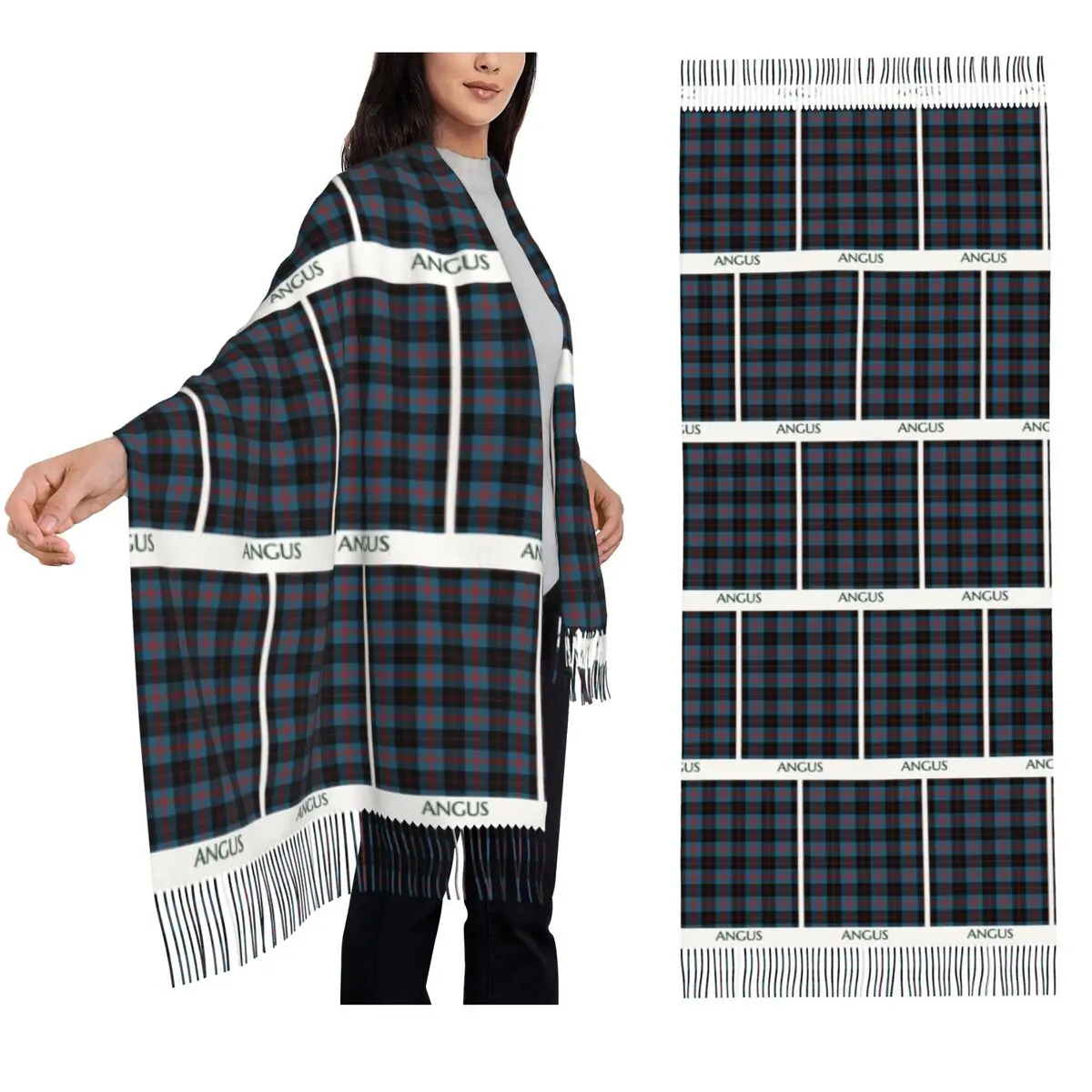

Angus Scotland District Tartan Scarf Tassel Scarves for Women Soft Warm Shawls and Wraps Long Fall Winter Shawl Wrap
