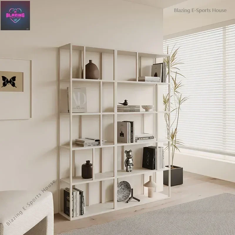 Library White Bookshelf Floor Collect Stand Shelving Bookcases Organizer Bedroom Nordic Estanteria Libros Minimalist Furniture