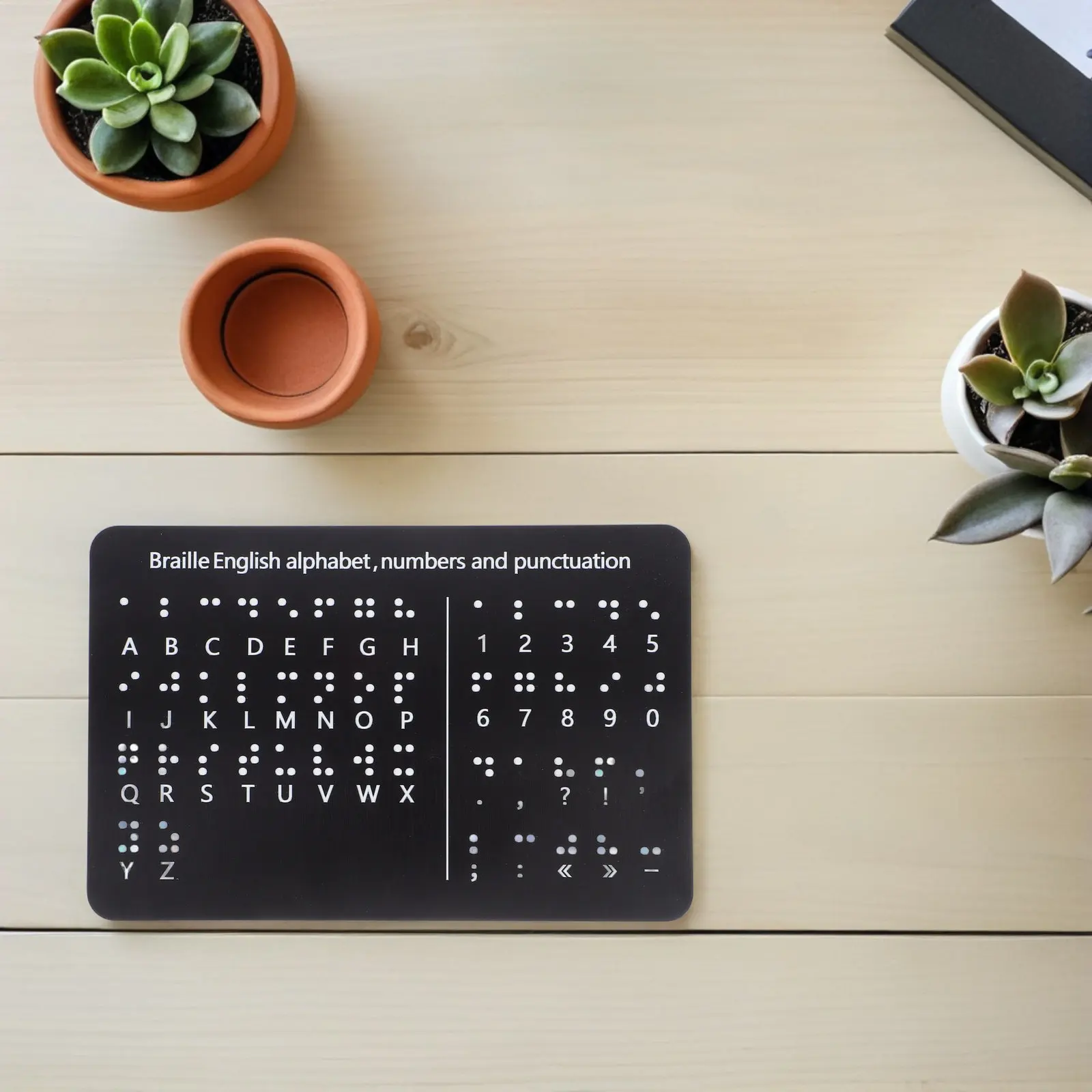 Braille Alphabet Board Black Raised Dots Numbers Punctuation Learning Board Beginner Teaching Aid Blind Children Educational