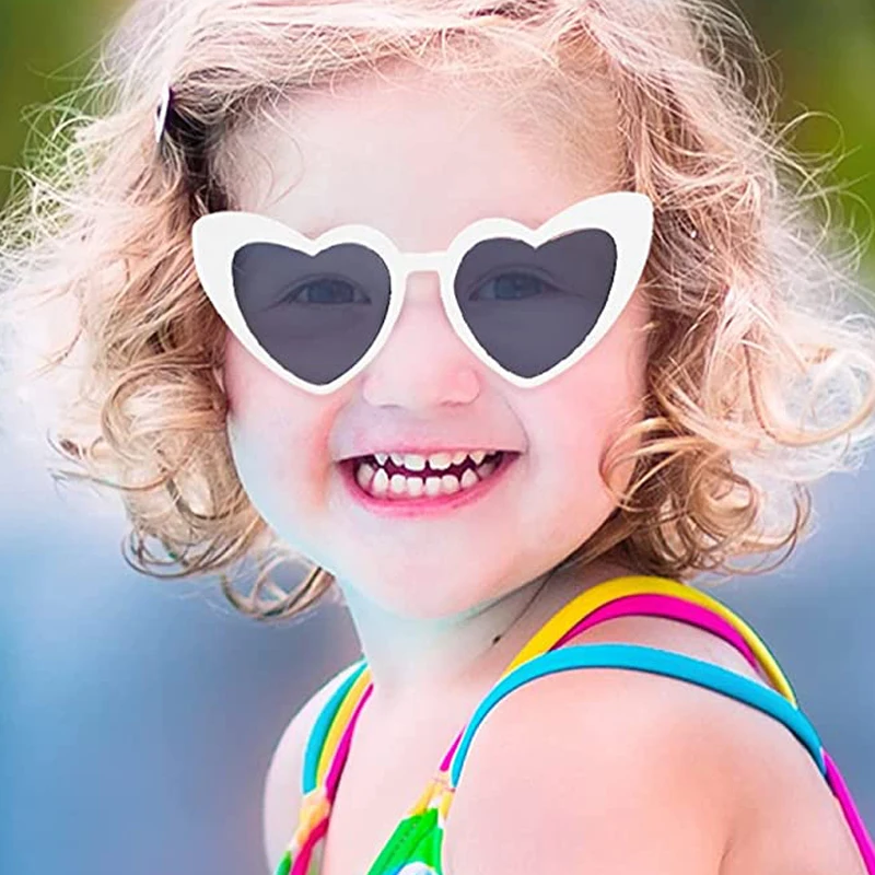 New Style Kids Heart-shaped Sunglasses Boys Girls Beach Sunproof Eyewear Children Baby Trendy Full Frame Outdoor UV400 Goggles