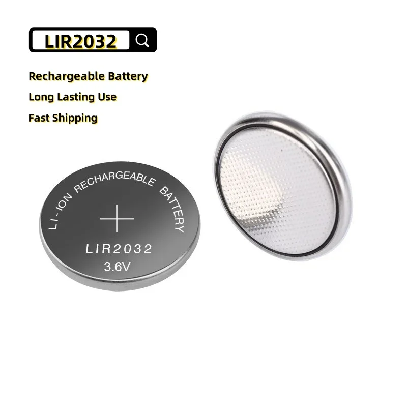 1-5PCS LIR2032 Rechargeable Battery 2032  Lithium charging Can Replace CR2032 for watches