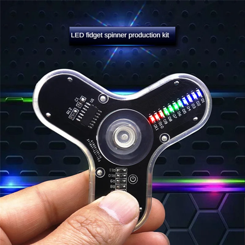 

【Flash Sale】2X Electronic DIY Kit LED Fingertip Gyro Manufacture DIY Soldering Kit Colorful Diode Electronic Training Set