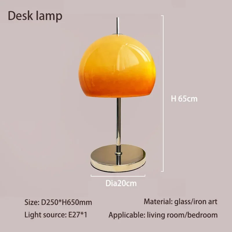 COCO Woonkamer Retro Glazen Tafellamp Gradiënt Oranje Paddestoel Vloerlamp Woonkamer Slaapkamer Sfeer LED Lamp Drop Ship
