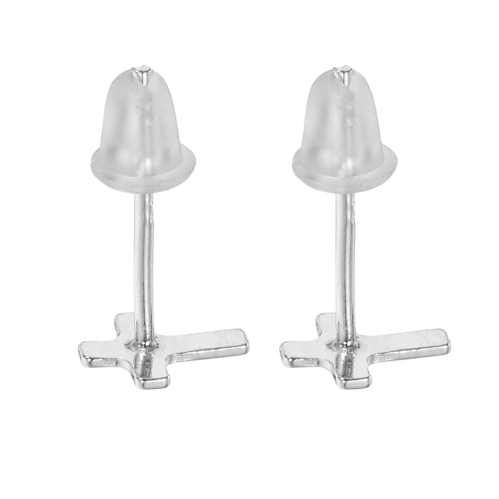 

Minimalist Cross Earrings Silver Moon Studs Lightweight Ear Jewelry for New Piercing Daily Wear Sensitive Ear