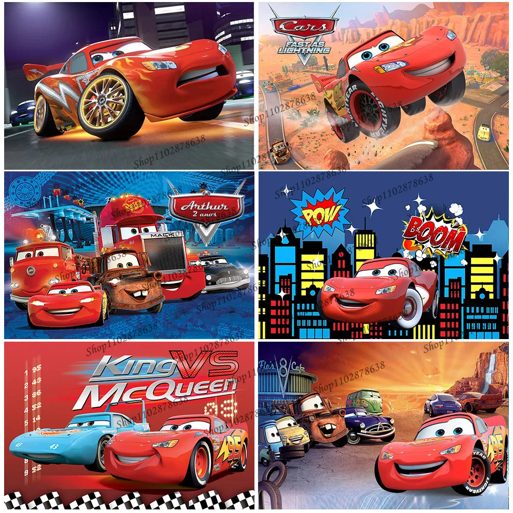 Cars Backdrop For Birthday Party Boy Kids Baby Shower Background Lightning Mcqueen Red Runway Photo Design Banner Props Vinly