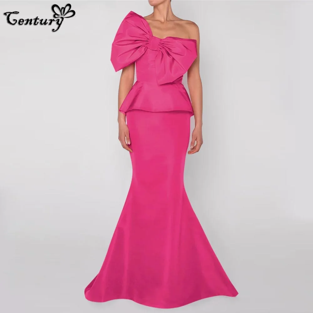 

Fuchsia Mermaid Prom Dress Long Formal Gowns 2023 Big Bow Strapless Evening Party Dresses Robe De Soiree Vestido de Noite