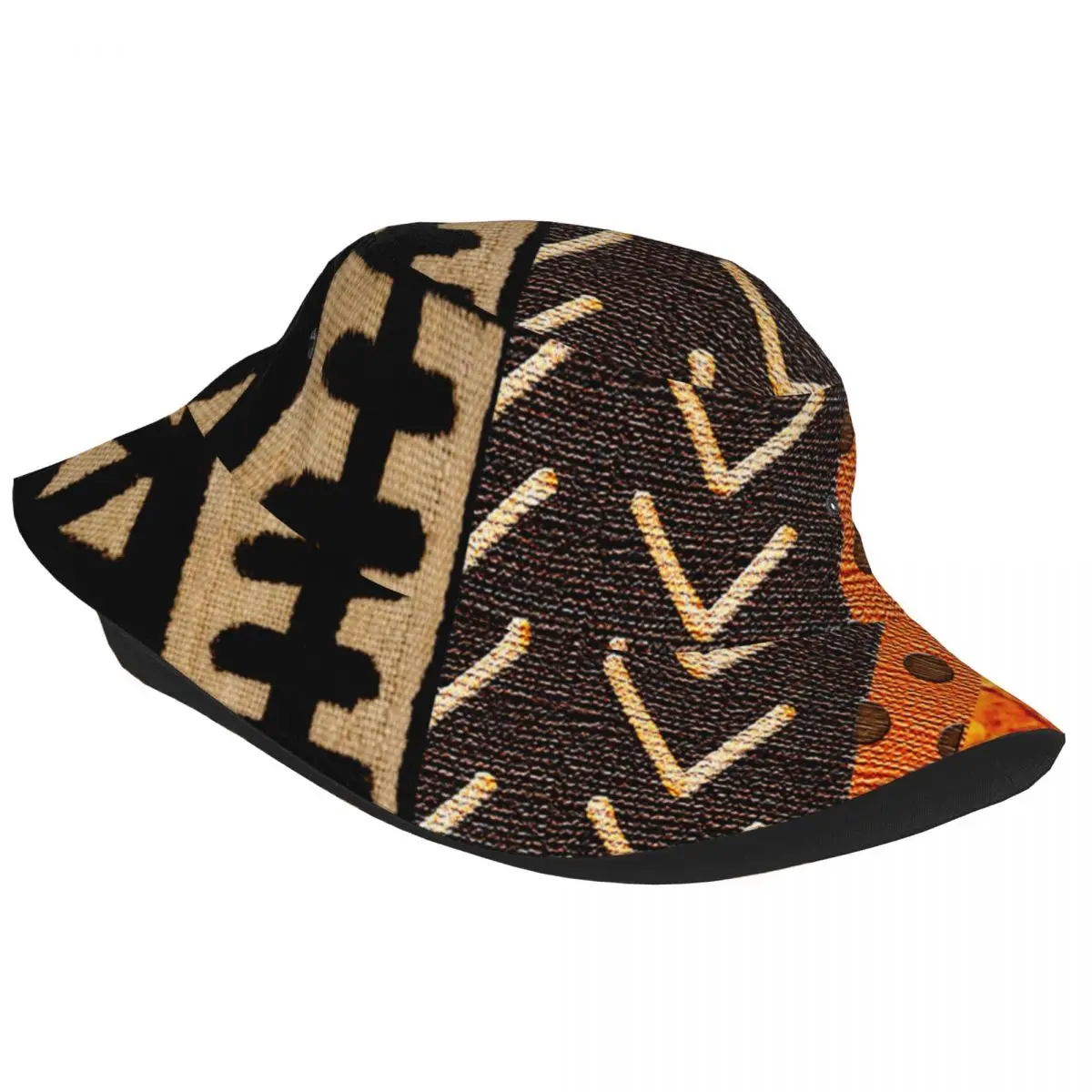 African Mud Cloth Bucket Hat for Women Vocation Ancient Sun Hat Street Lightweight for Hiking Fisherman Cap Bob