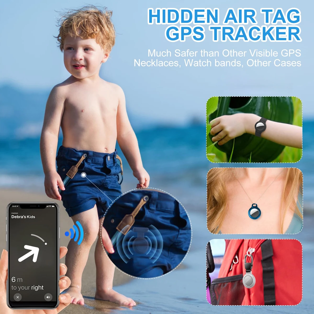 For Airtag Tracker Locator Case with Hidden Pin Anti Lost for child Elderly Clothing Soft protective Case for Airtag Holder case