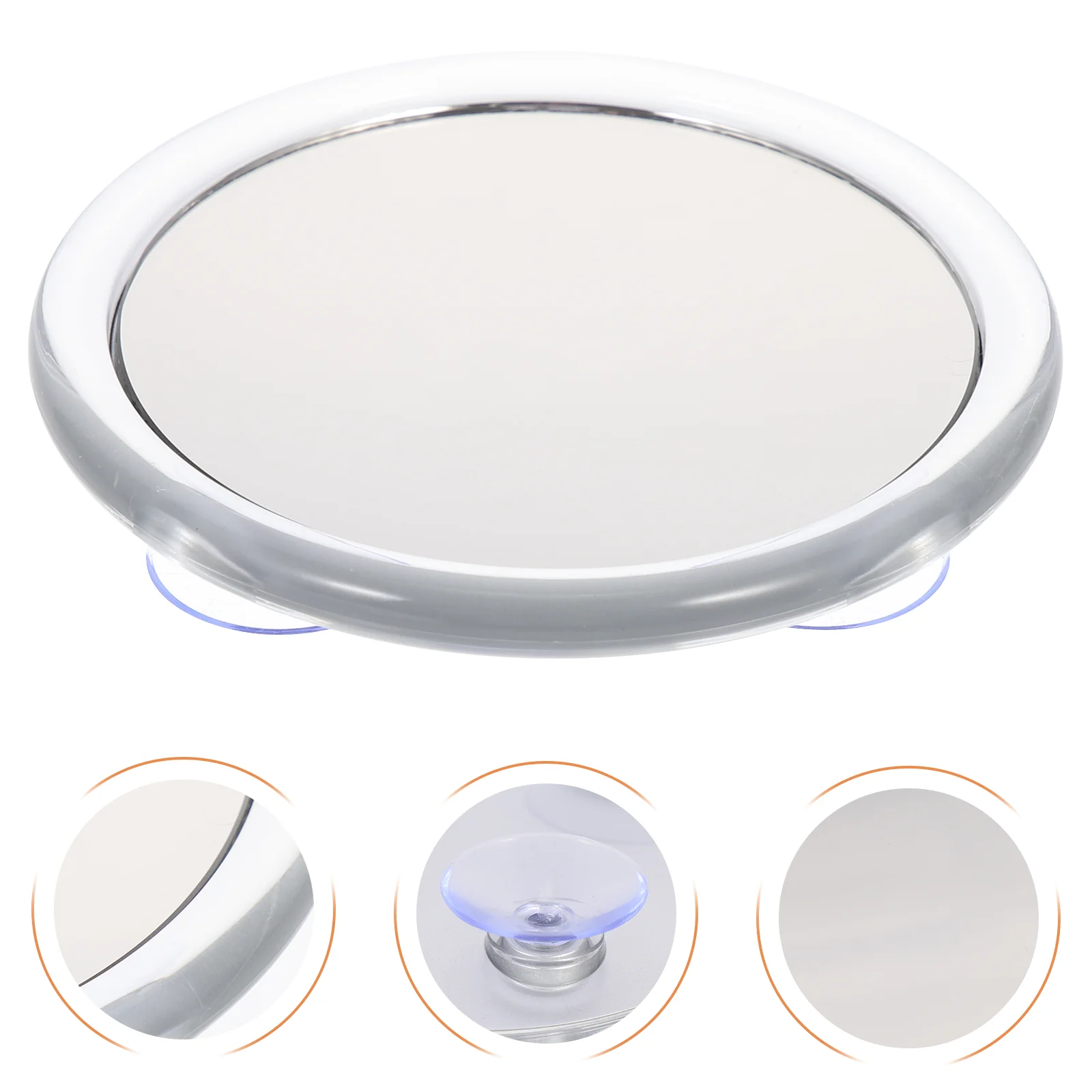 

Suction Cup Vanity Mirror High Definition Bathroom Makeup Round White with Magnifying Plastic Travel Circular