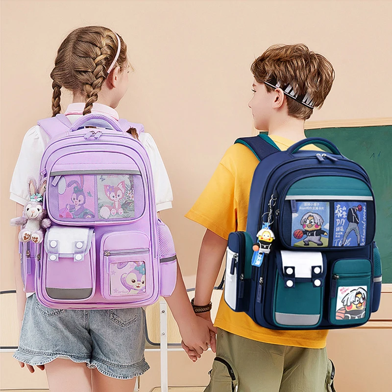 Nuevo bolso escolar para niños, mochila de dibujos animados para niños, mochila escolar primaria, mochila para estudiantes de 1 a 6 grados, mochila para aliviar la columna vertebral