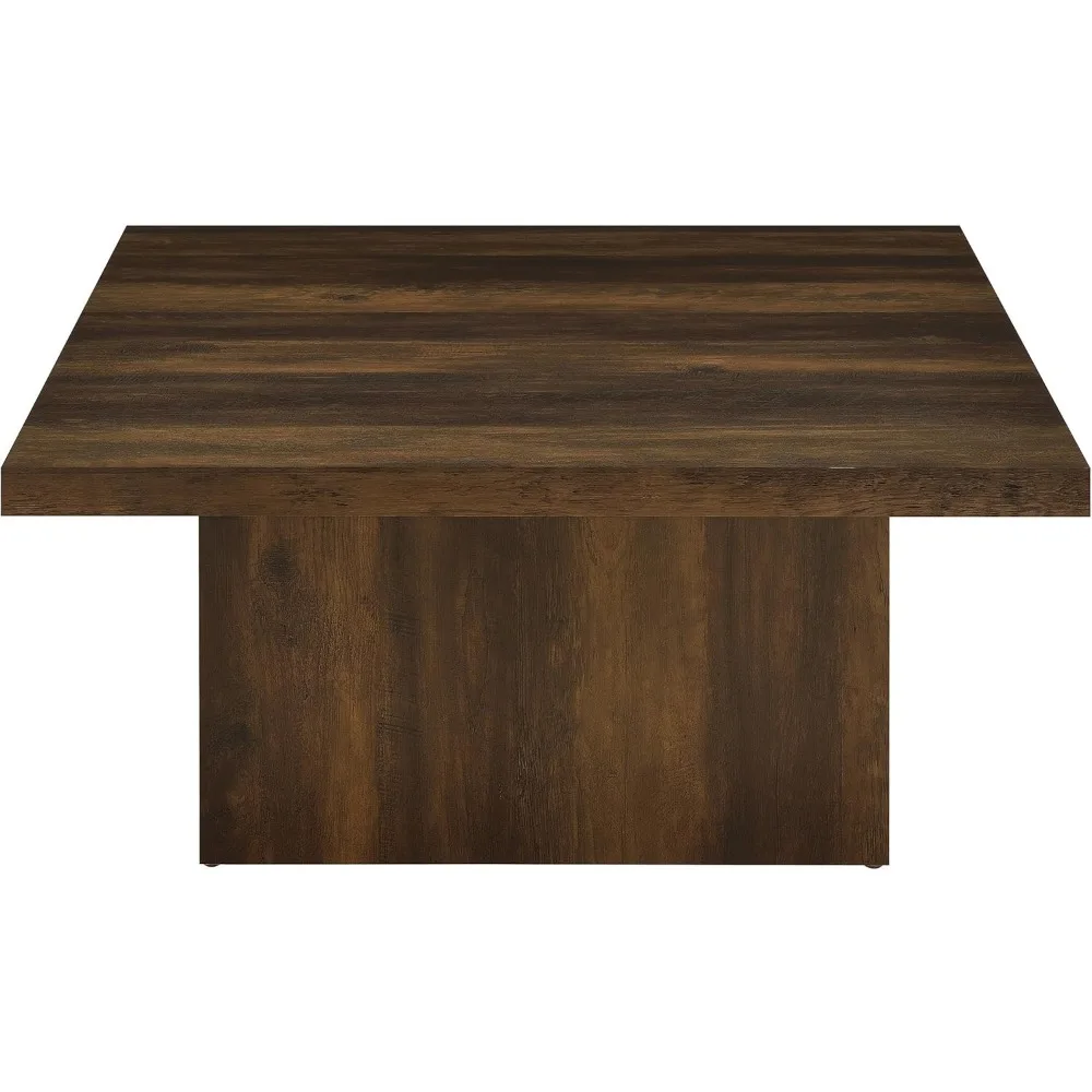 طاولة قهوة مربعة ذات طراز عبقري بتصميم هندسي وقاعدة طيدة من كوستر للمفروشات المنزلية في الخشب لمساحة المعيشة