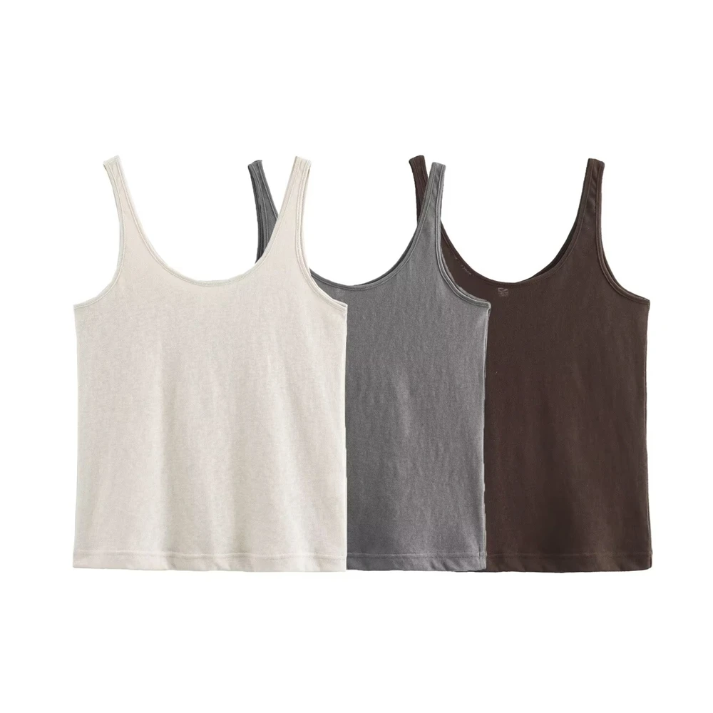 TRAF High quality short tank top, slim fit, can be worn externally with suspender dance tank top, sleeveless trendy style