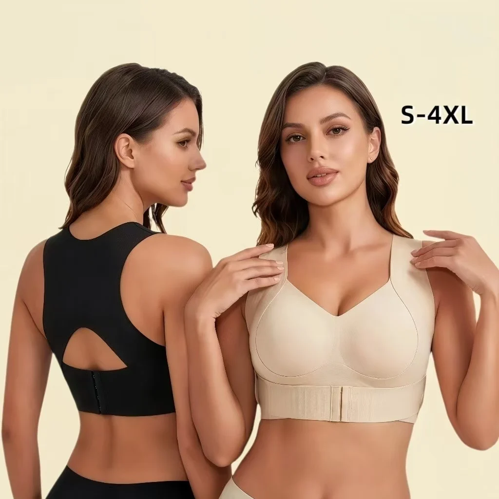 Nahtloser, kabelloser Haltungskorrektur-BH für Damen, Push-up-Bralette mit überkreuzter Rückenunterstützung, Damenunterwäsche