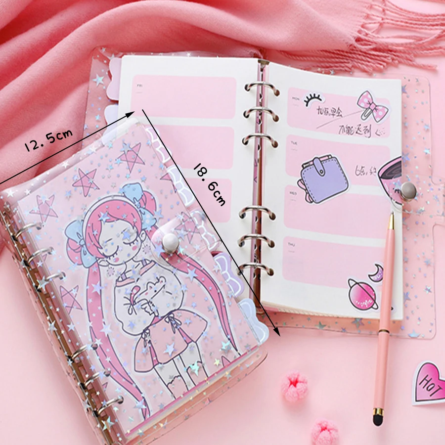 Sharkbang New Arrival A6 Loose Leaf Diary Planner Set Binder Spiral Notebook INS Journal Agenda Bullet Kids Girls Birthday Gift