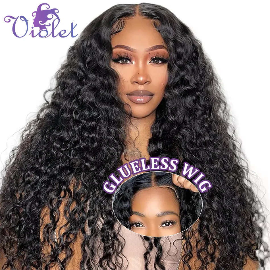 

Curly Glueless 5x5 Ready To Wear Lace Closure Wig Pre Plucked Loose Deep Wave Brazilian HD Transparent Human Hair Wigs For Women