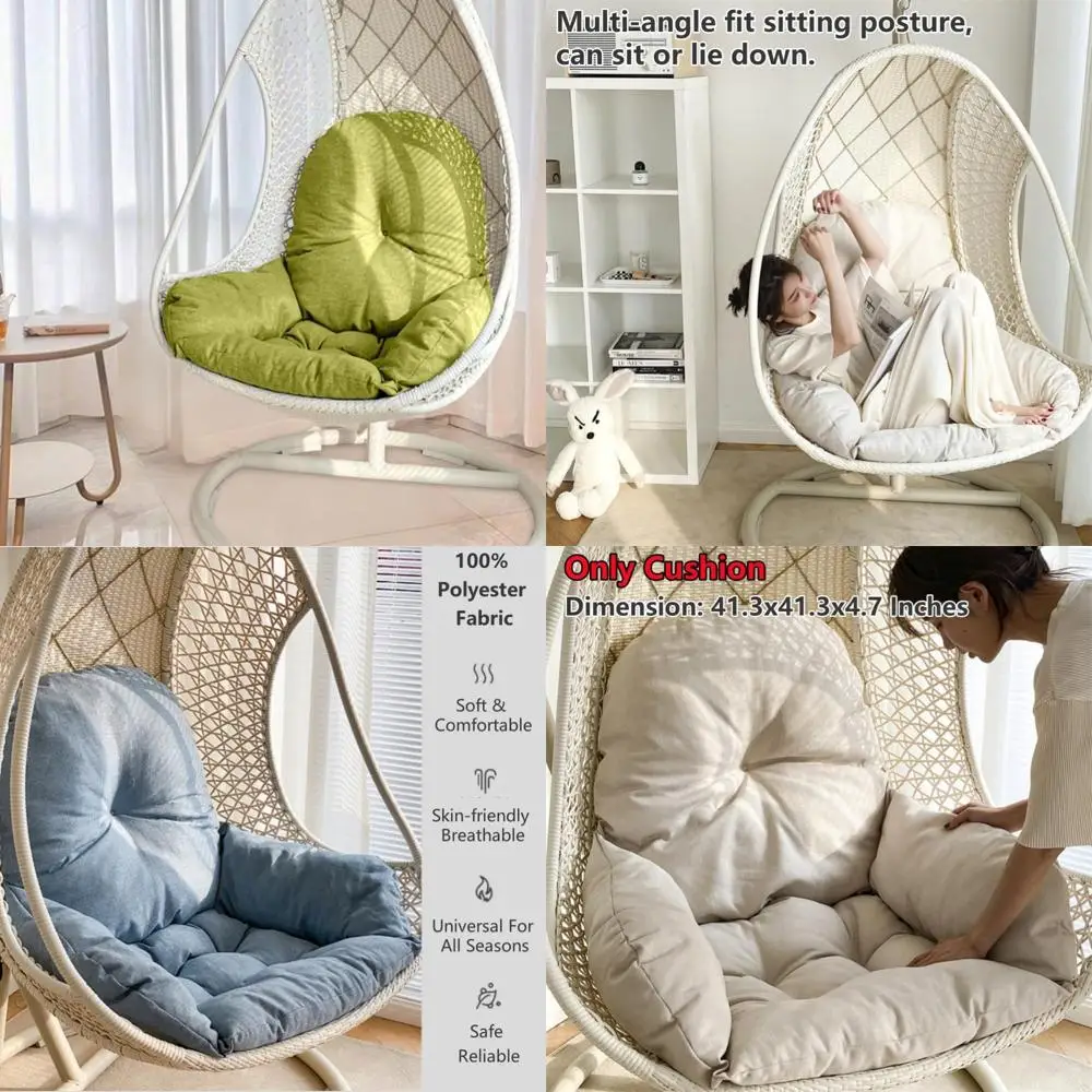 

enhanced comfort hanging egg chair cushion, outdoor patio swing hammock seat cushion