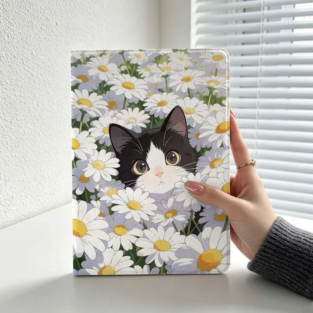 Cartoon Fluffy Kitten Face Cover For Lenovo Xiaoxin Lenovo Tab Pad Pro Plus K11 P12 M10 Legion Y900 Soft Inch Tablet Case