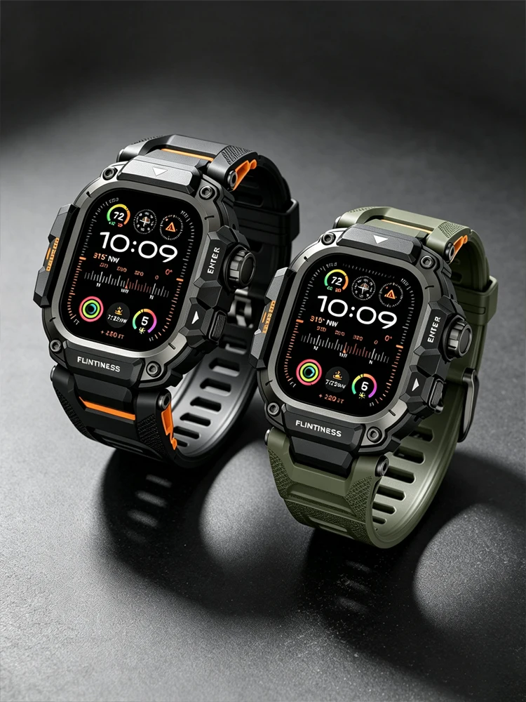 Taktisches Armband für Apple Watch Ultra 4/3/2 49 mm, Silikonarmband + Metall-Schutzhülle, Smartwatch-Zubehör, Armband für die iWatch-Serie. – Detail 11