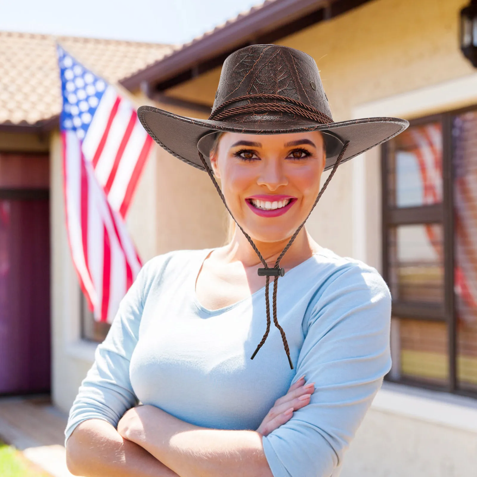 

Cowboy Hat Shaped Denim Print Outdoor Western Cowgirl Hat Light Color Durable Comfort Versatile Occasions Adventure