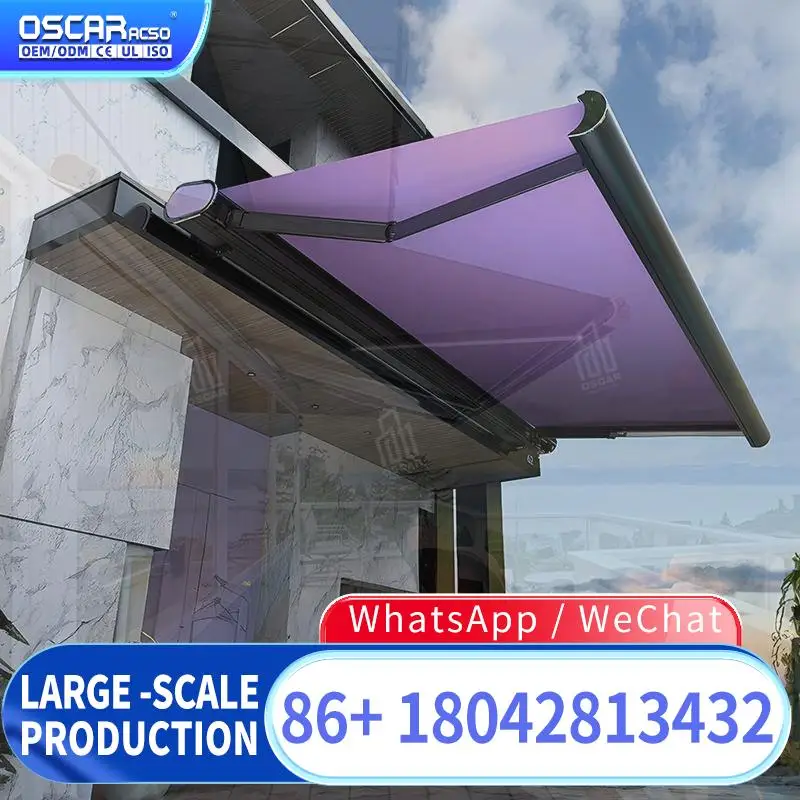 Smart Motorized Tuya Wifi RollUp Patio Pergola Sun Shade Outdoor Roller Blinds High Quality Windproof Waterproof Retractable Awn