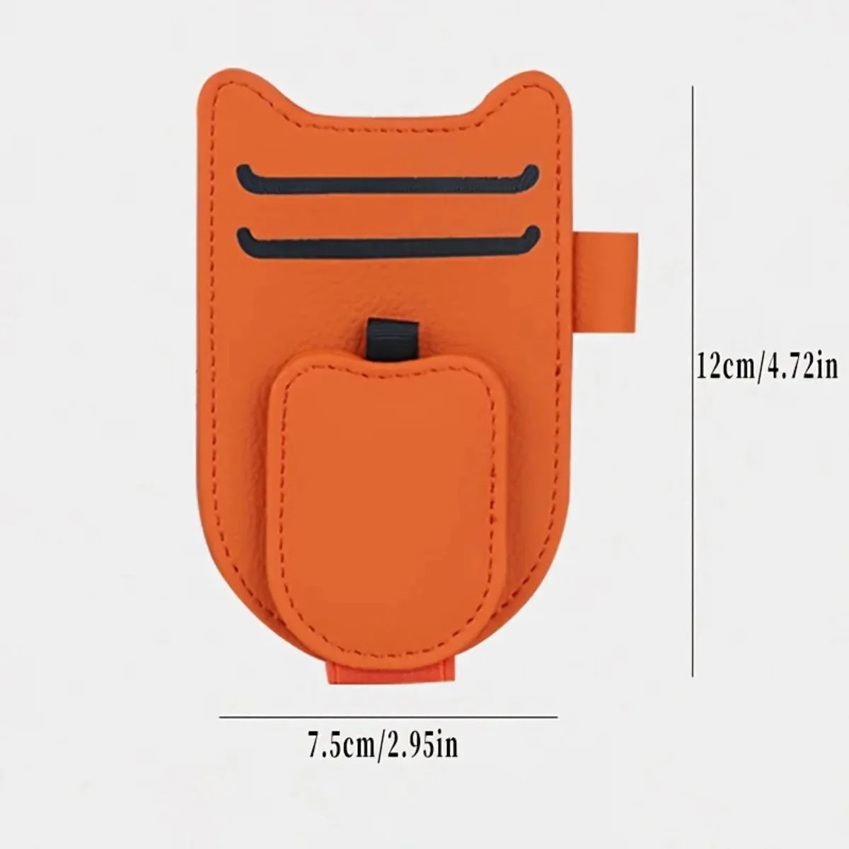 Katzenohr-Sonnenblenden-Organizer aus PU-Leder, multifunktionales Autozubehör, kompakter Halter für Brillen, Karten, Stifte – Detail 1