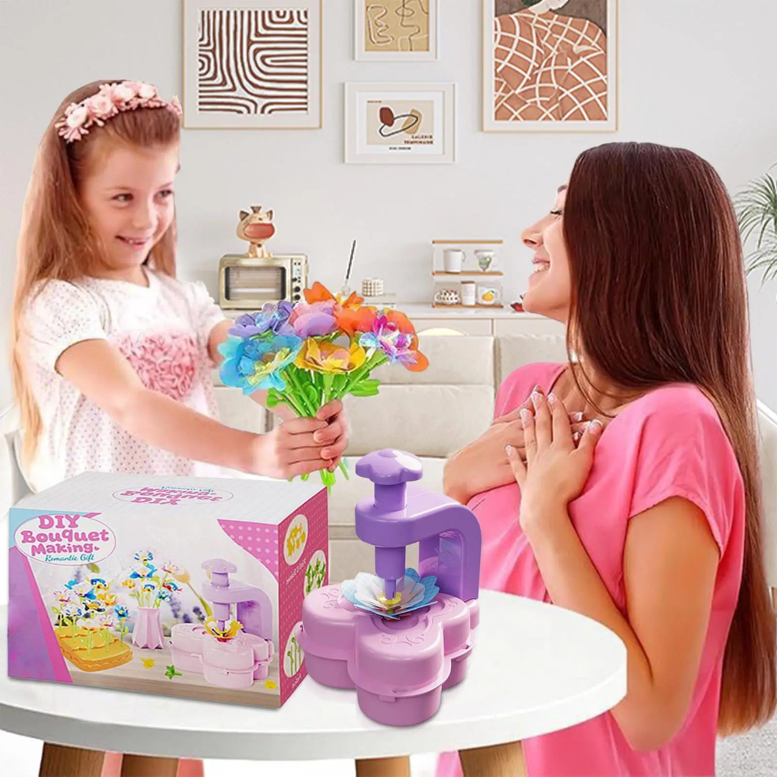 

Fabric Flower Toy Set Girls Fabric Flower Craft Toy Beginners Over 3 Years Old Floral Bouquet Making Game For Home Crafting
