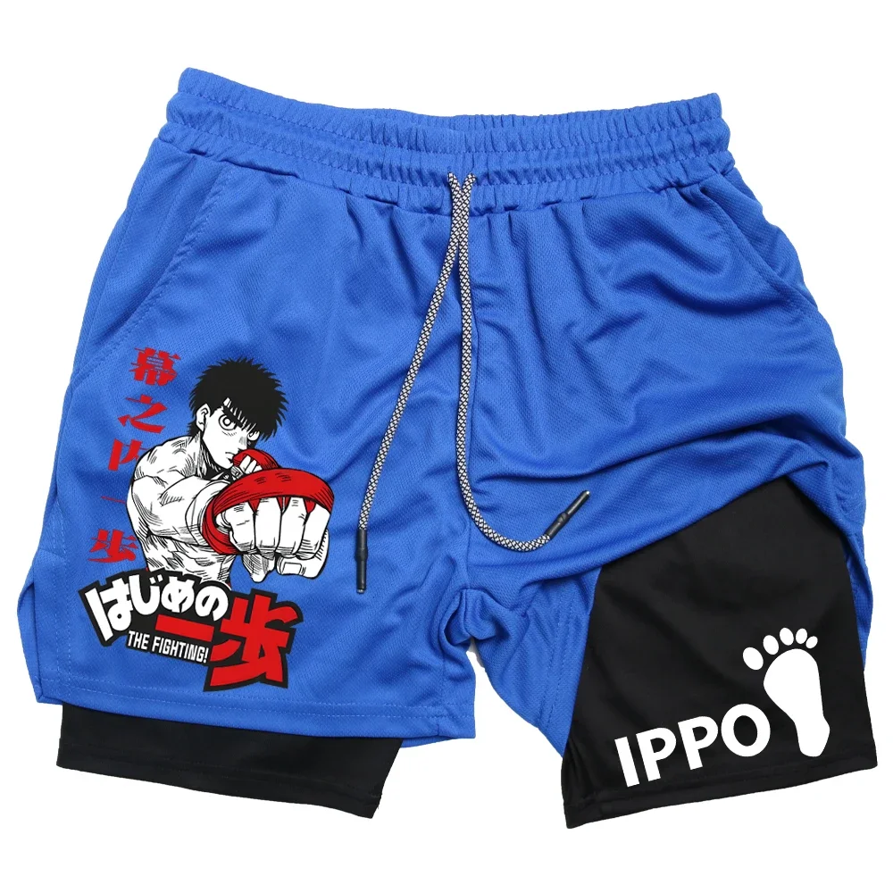IPPO Anime Pantaloncini da palestra Uomo Boxe Gotico Manga Pantaloncini da performance a compressione 2 in 1 Pantaloni corti da atletica ad asciugatura rapida Estate