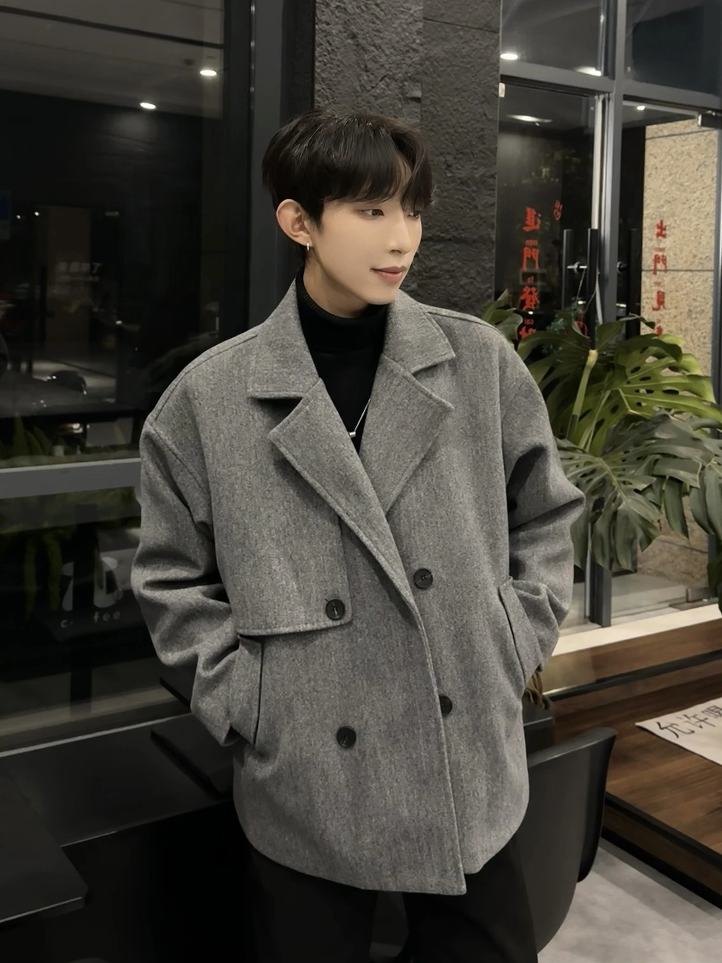 

Корейское утепленное шерстяное пальто Cleanfit с хлопковой подкладкой, мужская осенне-зимняя куртка, молодежная, в стиле Vitali, двойной слой