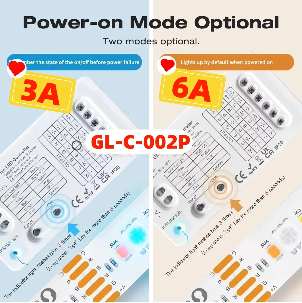 

3A/6A GL-C-002P Zigbee 3.0 Mini 5 in 1 LED Light Strip Controller DC5-24V For TV Backlight Lighting RGBCCT/RGBW/RGB/CCT/Dimmer