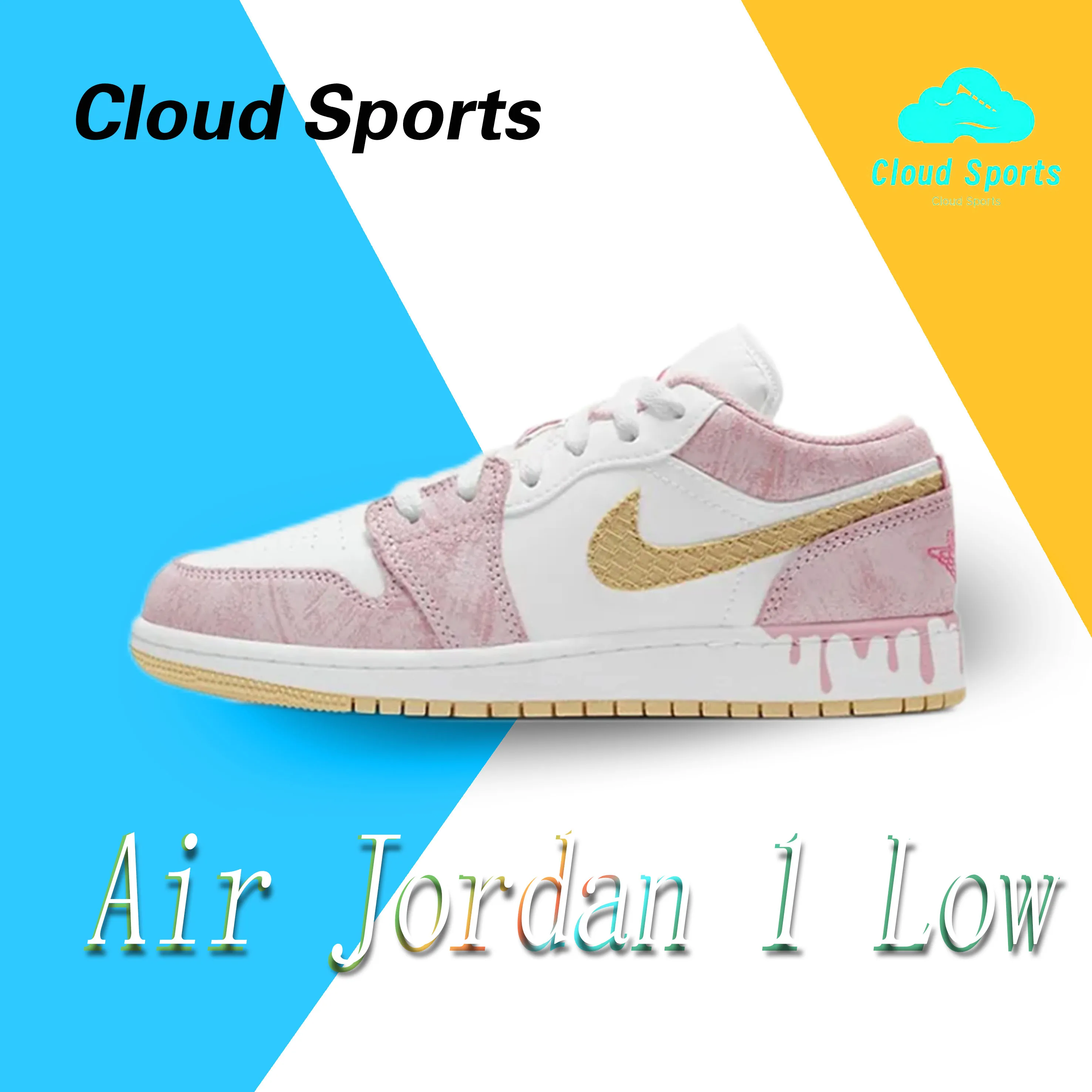 Баскетбольные туфли Nike Air Jordan 1, низкие, удобные и нескользящие, в стиле ретро, розовые, оригинал